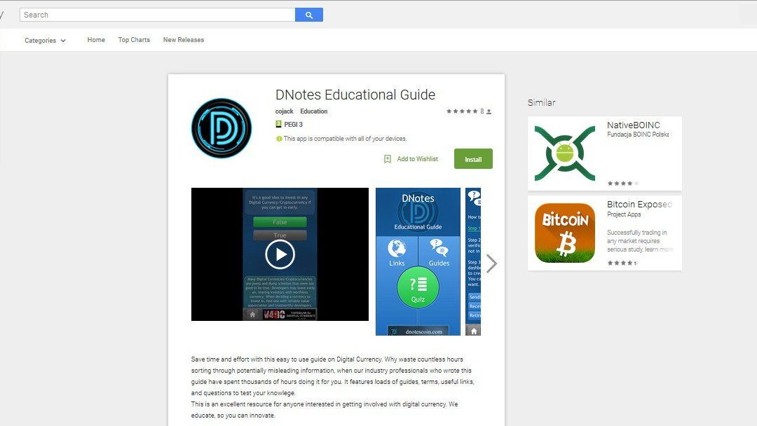 Free Bitcoin Education Google Play App Launched by DNotes
